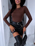 Long Sleeve Bodysuit "BASIC" - CHOCO